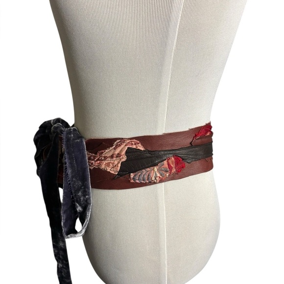 Boho Shabby Chic Leather Art To Wear Patchwork Handmade Belt - Picture 7 of 12